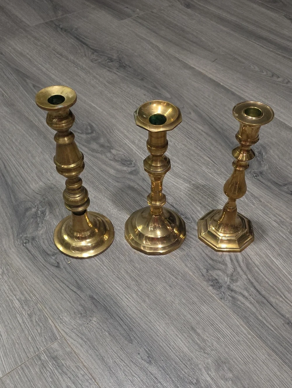 Brass VintageCandlestick Holders Set Of 3